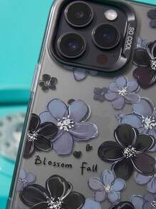 蓝色花朵时尚手机壳 1 件装 Eneraltic Shell IMD 全屏蓝色花朵图案手机壳，适用于 16 Pro Max、17/16/15/14 Plus/13/12/11，可个性化定制，防风保护套，春季礼物，国际版，非国内版 - 彩色 - 查看 3