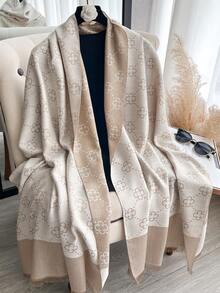 1 chiếc khăn choàng cổ họa tiết cỏ ba lá thanh lịch, chất liệu jacquard, chỉ vàng, đa năng dùng trong phòng điều hòa, áo khoác ngoài mùa xuân/thu, phụ kiện thời trang phù hợp cho mặc hàng ngày, đồ dùng cần thiết khi đi du lịch, khăn tắm biển. - Nhiều màu - Xem 13
