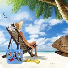 Summer New EVA Beach Bag, Rubber Tote Bag, Waterproof Washable Tip Proof Durable Open Tote Bag, Super Large Capacity Suitable For Shopping, Grocery Shopping, Travel, Parties, Outdoor Activities, Beach Seaside - 玫瑰紅 - 查看 3