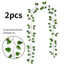 5/24 Artificial Plant Green Ivy Leaf Wreath, Fake Plant Vines, Hanging Vines, Outdoor DIY Garden Wall Wedding Party Room Bedroom Decoration, Home Decor, Garden Decoration, Room Decoration, Bedroom Decoration, Staircase Decoration, Green Background Decoration, Jungle Theme Party Decoration - Green - View 9