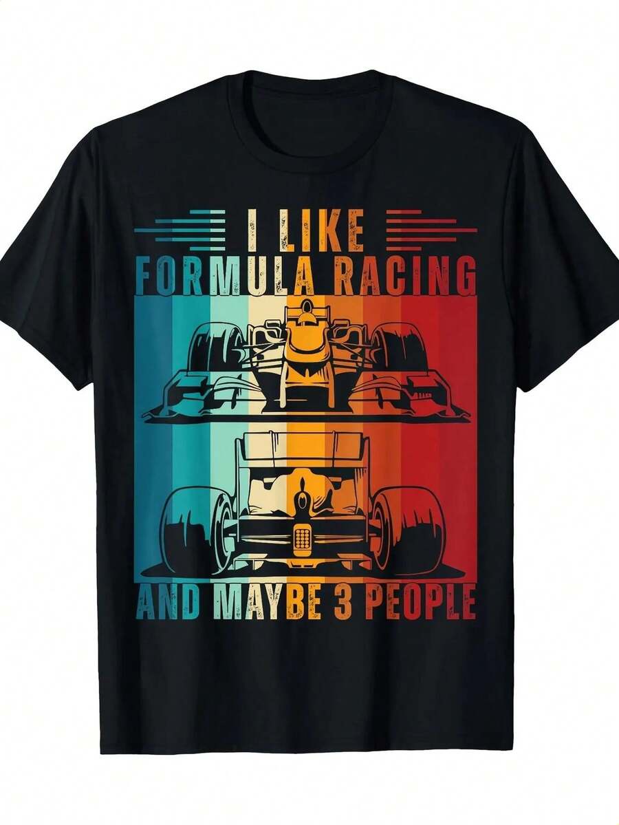 Camiseta estampada de Formula Racing para hombre, 1 pieza, en N. - Negro - Ver 1