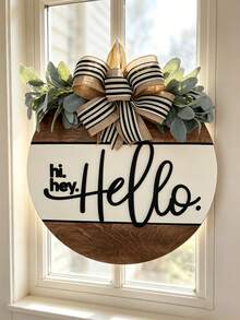 Hi Hey Hello Front Door Wreath, Hello Door Hanger, Hello Door Sign, Bow Decor Welcome Sign, Fashionable Door Hanger, Modern Door Hanger, Front Door Wreath, Home Decor, Wall Decor, Housewarming Gift - Hi Flower Wreath - View 10
