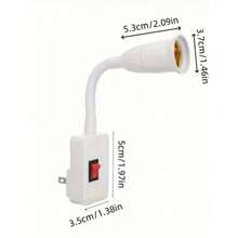 E27 LED Lamp Holder, Direct Plug Swivel Head With Switch, US Plug, For LED Table Lamp - 白色 - 查看 5
