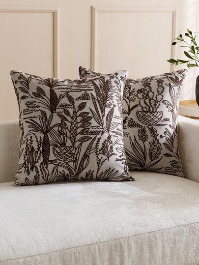 1pc Brown (No Filling) Vintage Floral Pattern Throw Pillow Cover, Fashionable Retro Comfortable Jacquard Chenille Fabric + Faux Cashmere Decorative Pillow Case, Suitable For Daily Home Decor, Sofa, Bed, Bedroom, Gifts, Holiday Decoration, All Seasons