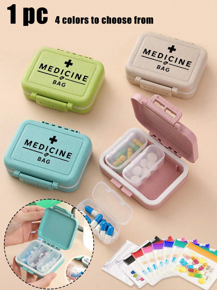 麦秆药盒,三格药盒,带“药品”字样,密封药盒,便携式药盒,分格药盒,早晚药盒,旅行药盒 | 每日维生素收纳盒,小药盒,药品收纳盒,保健品容器,钱包大小的药盒,防漏药片盒 | 送给妈妈、奶奶、老师、闺蜜的绝佳礼物 | 教师节礼物,母亲节礼物,交换小礼物,节日必备,开学季礼物 - 彩色 - 查看 1