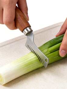 1/2pcs Wooden Handle Onion Chopper, Efficient & Uniform Cutting Kitchen Tool, Manual Scallion/Garlic Mincer, Useful Slicer For Home & Restaurant Prep - Multicolor - View 5