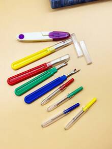 9pcs Seam Ripper Set, Includes 4 Large Colorful Seam Rippers, 4 Small Seam Rippers, And 1 Purple Safety Scissors With Protective Cover, Precise For Removing Excess Threads And Old Stitches On Knitting, Embroidery, And Fabrics - Thread Puller Kit - View 10