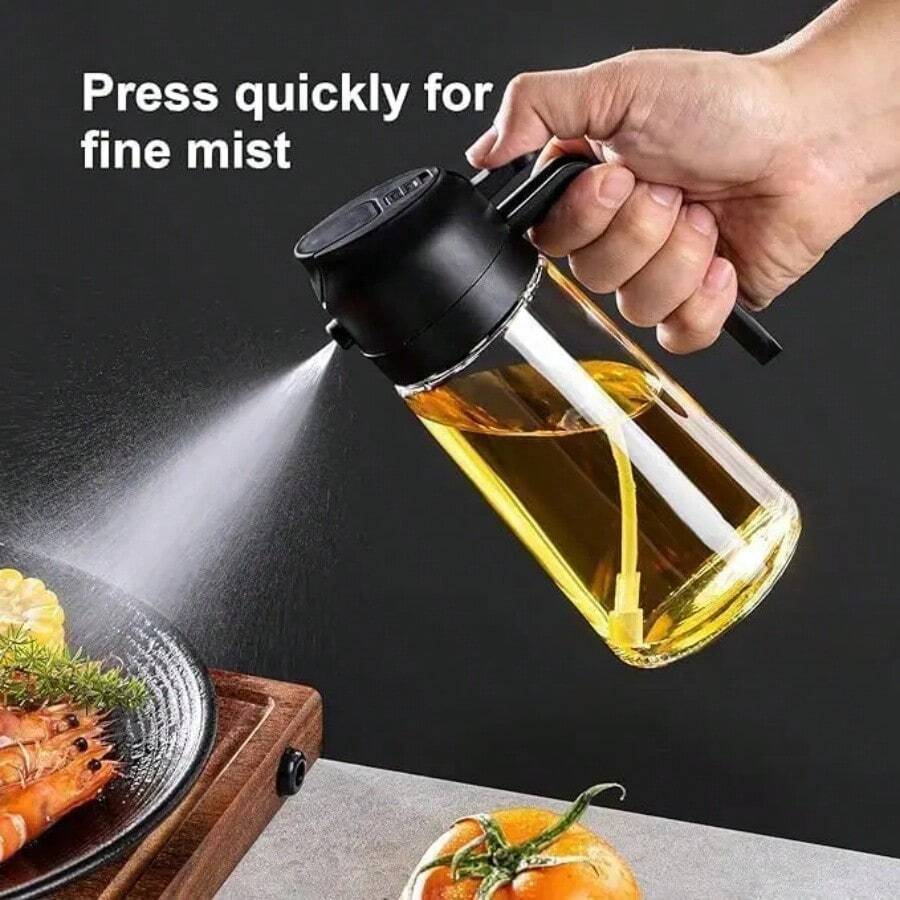 16oz/470ml Oil Dispenser Bottle For Kitchen - 2 In 1 Olive Oil Dispenser & Sprayer - Multicolor Kitchenware For Cooking, Salad, Barbecue Tools Utensils Green Home - View 1