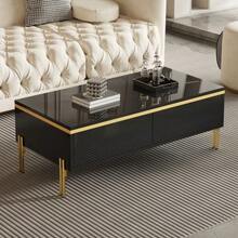 Modern High-Gloss Coffee Table, Stylish Side Table, Multifunctional, Living Room Furniture, 100 X 50 X 36 Cm (Length X Width X Height) - Black - View 2