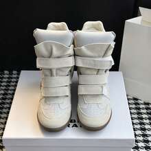 New Women's Suede Sneakers (Model Year 2026): Hidden Wedge Heel, Lightweight Upper, Concealed Reinforced Heel, Retro Street Style - 白 - 查看 3