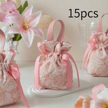 10pcs Elegant Candy Bags, Suitable For Weddings, Minimalist Design Candy Bags, Premium Party Candy Bags, High-Quality Fabric Candy Bags - View 9