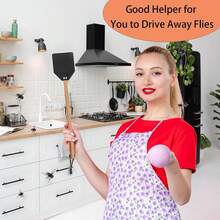 1pc Sturdy Leather Fly Swatter - (19.7")Long Handle Heavy Duty Wood Fly Swatter With Hanging Rope, Stable Fly Swatter With Wooden Handle Insect Killer For Indoor Outdoor Fly Killer Fly Swatter Mosquito Swatter - Multicolor - View 6