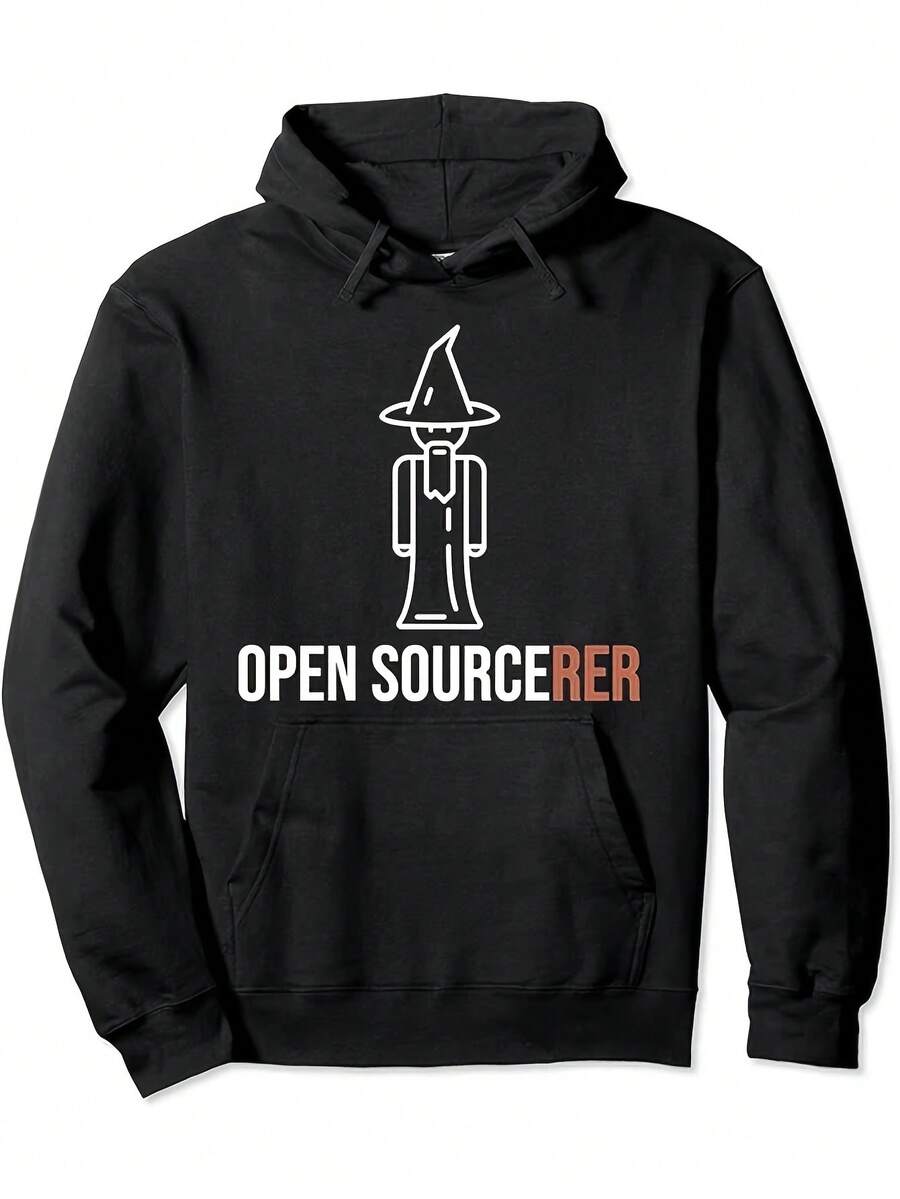 Drôle de magicien open source - Pull à capuche unisexe pour couple de programmeurs impressionnants 2026 - Noir - Voir 1