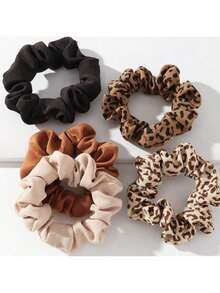 Serie multicolor de dopamina del colon, resaltando el cabello, fresco y lindo, serie de frutas coloridas, accesorios de cabello y scrunchies de tela versátiles, scrunchies de estampado de leopardo, moños de cabello, lazos de cabello - Multicolor - Ver 5