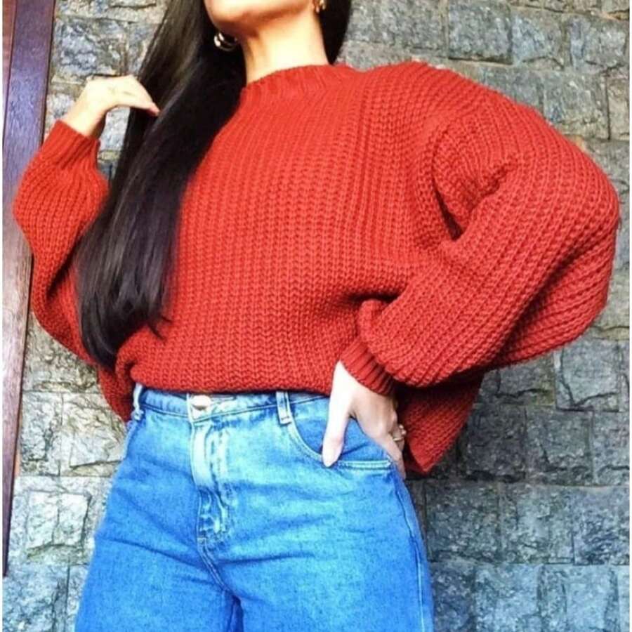 Women's Knitted Sweater - terracota - Ver 1