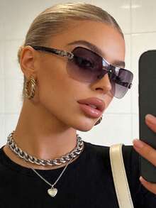 1pc Wraparound Y2K Futuristic Fashion Glasses - gradient gray - View 1