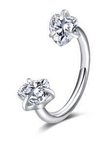 AVYRING 1Pc Stainless Steel Nose Ring With Heart & Very Shiny Cubic Zirconia – Available In Gold & Silver, Perfect For Daily, Party & Vacation – Women's Body Jewelry Accessory, Gift For Friend (1mm Post Thickness) - Multicolor - View 3