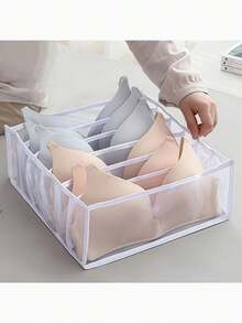 1/3/5 Cajas de almacenamiento de ropa interior, Organizador de cajón plegable para ropa interior, Organizador de armario, Caja de almacenamiento de sujetadores para el hogar - Blanco - Ver 9