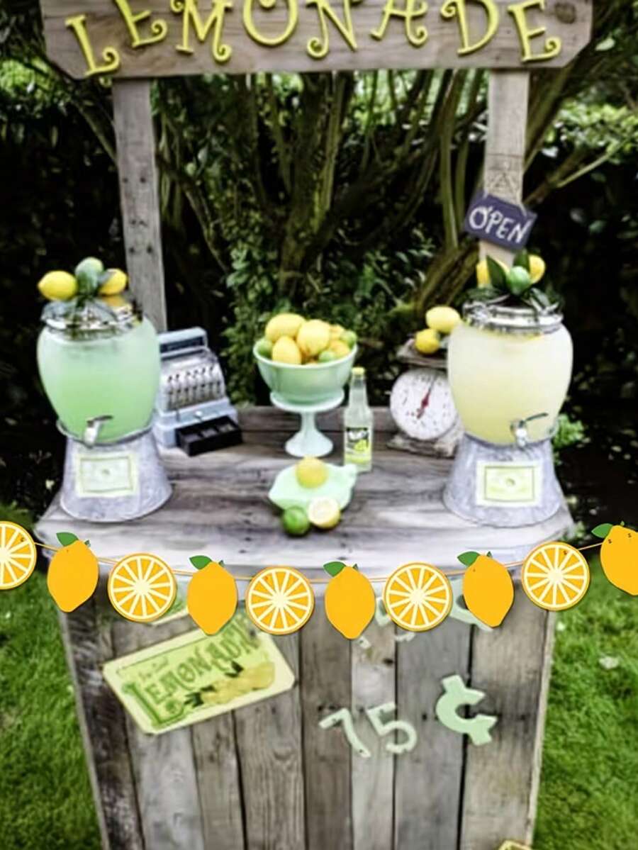 1 Set de Guirnalda con Tema de Limón, Pancarta Decorativa de Limón Amarillo, Adecuado para Decoración del Hogar, Cumpleaños, Baby Shower, Decoración de Verano con Limón - A - Ver 1