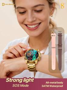 D8 Smart Watch For Women 2026 New Fashion Ladies Fitness Tracker With 1.96" HD Touch Screen, 3ATM Waterproof, IPX8 Waterproof, 100+ Sports Modes, Pedometer, Calorie Counter, Heart Rate Monitor, Sleep Cycle Tracking, Sleep Monitor, Activity Tracker, Wireless Bluetooth Connection, Phone Notifications, SMS Reminder, Social Media Alerts - View 2