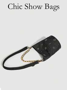 Sac seau à clous design de niche, sac à bandoulière effet denim d'été, nouveau sac à bandoulière polyvalent de style chinois à la mode pour le travail, les déplacements et les sorties décontracté pour femmes - Noir - Voir 6