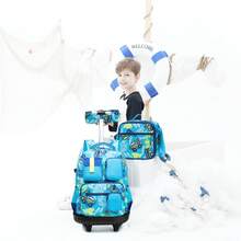 Balo kéo có bánh xe cho trẻ em, dành cho bé trai và bé gái - Trẻ em kéo cần - Xem 9
