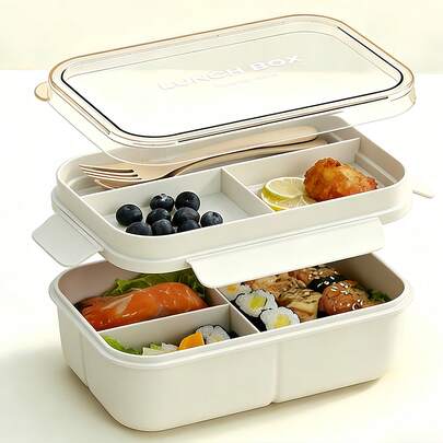 1pc Adult Bento Lunch Box, Leak-Proof Lunch Container, & No Chemical Dyes, Microwave Meal Prep Box For Office Workers