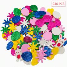 120/240pcs Easter Foam Stickers - Includes Designs Of Eggs, Rabbits, Chicks And Flowers, Suitable For Crafts, Greeting Cards And Home Party Decorations. Can Be Applied To Plastic, Glass, Fabric, Metal And Ceramic Surfaces, Spring Party DIY Decor - A - View 12