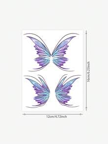1 tatuagem temporária lavável de asa de borboleta com efeito degradê, à prova d'água e de longa duração, ideal para decorar o rosto e o pescoço, dura de 2 a 3 dias. - Multicolorido - Ver 10