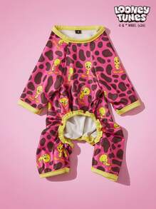 LOONEY TUNES X PETSIN 1 Cute Yellow Bird Rose Red Leopard Print Cartoon Cute Pattern Printed Pet Cat Dog Universal Four Leg Set Elastic And Comfortable Dog Jumpsuit - Multicolor - View 2
