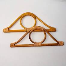 Correa para bolso de 27 cm de longitud con asa de madera de ratán y decoración circular, estilo bohemio, accesorio DIY para bolsos, accesorio esencial para viajes y vacaciones - Marrón - View 4