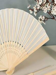 Quạt giấy gấp dùng cho đám cưới/tiệc tùng (50/10/1 chiếc) - trắng - Xem 3