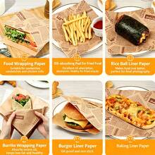 200/100/50pcs Food Paper, Suitable For Packaging, Pad Paper, Decoration, Sandwich Hamburger Biscuit Packaging Paper, Oil Absorption Paper For Dinner Plate, Table Food Basket, Food Pad Paper, Frying Pan Paper, DIY Food Tools - View 12