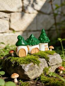 8pcs/4pcs Green Castle Mini Cute Ornaments, Suitable For Outdoor Garden Decor, Hobby Enthusiasts, Toy House Decoration - Multiple Styles - View 8