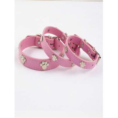 1pc Pet Supplies Dog Collar, Punk Style PU Bone Collar, Available In Multiple Colors For Small, Medium And Large Dogs