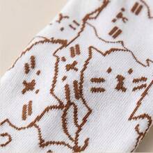 1 Pair Graffiti Print Casual Sports Mid-Calf Socks, Unisex Suitable For All Seasons - White - View 2