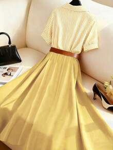 Women Midi Dresses - 黃色 - 查看 2