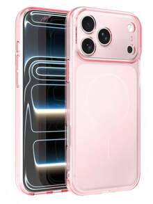 超薄磨砂粉色透明觸感手機殼，相容 iPhone 17 Pro Max、17 Pro、17、16、15、14 Plus、13 Pro Max，軟性透明背蓋手機殼，相容 iPhone 18 Pro Max、18 Pro - 磨砂粉紅色 - 查看 3