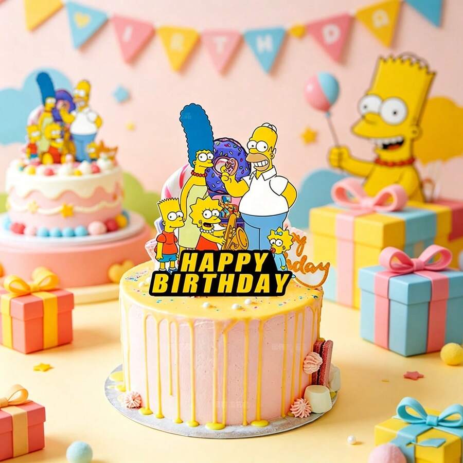 1pc Hot Selling Anime Theme: Birthday Flag Card | Top Choice Birthday Party Souvenir, Quality & Affordable Birthday Party Gift - Multicolor - View 1