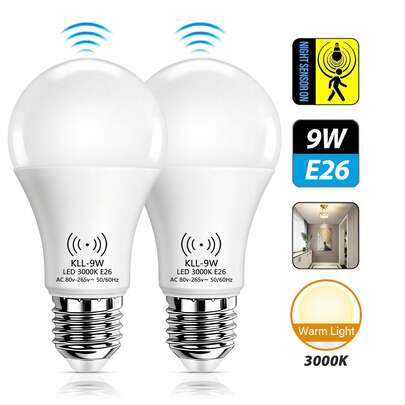  [2/5-PCS] Bóng đèn LED cảm biến chuyển động Kasotile - 9W/12W (Tương đương tổng công suất 100W), đế E26/E27, ánh sáng trắng ấm. Có chế độ cảm biến tự động "từ hoàng hôn đến bình minh" và được thiết kế đặc biệt để phát hiện chuyển động của con người, mang lại hiệu quả cao và tiết kiệm năng lượng. Vị trí lắp đặt lý tưởng bao gồm: Cửa trước, hiên nhà, nhà để xe, tầng hầm, hành lang và tường.