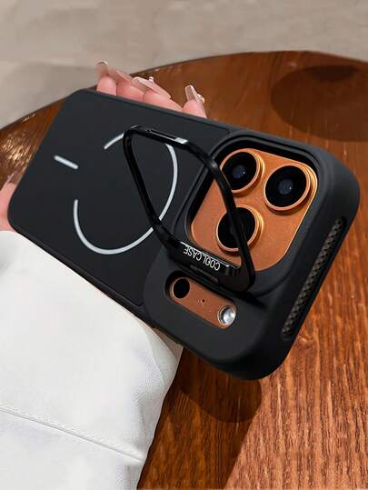 Ốp điện thoại: Màu cam sang trọng mới với giá đỡ camera có thể đóng mở, nam châm hỗ trợ sạc không dây cho iPhone 17 16 15 14 13 12 11 Pro Max Air 16 Plus 17pro 17promax Chống sốc, thoáng khí, tản nhiệt, khung làm mát