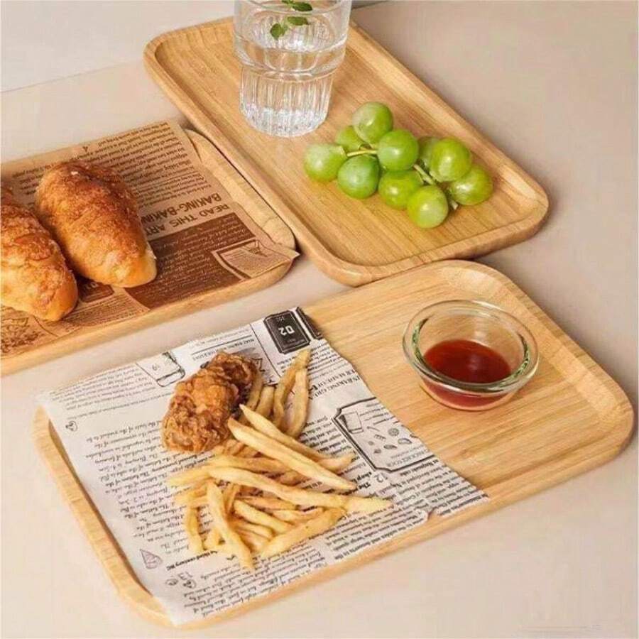 Wooden Tray, Bamboo Tray, Japanese Style Rectangular Solid Wood Plate, Cake Plate, Water Cup Plate - View 1
