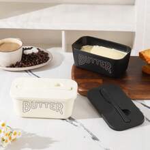 High Quality PP Material Butter Container, Suitable For Refrigerator Storage, Easy To Clean, Ideal For Hotels, Homes And Restaurants. Butter Container, Food Storage Box, Plate And Butter Dish With Lid. - View 3
