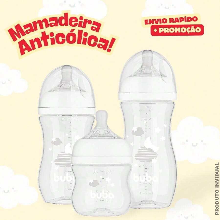 Easy Flow Baby Bottle | Anti-Colic Baby Bottle | Ultrasoft Silicone Nipple | 120ml / 270ml / 330ml | Buba - 白色 - 查看 1