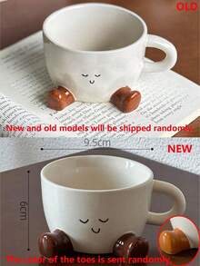 1 pieza Taza de cerámica con diseño de huella de dibujo animado, diseño creativo, se puede usar como taza para desayuno, leche, té u otros regalos. Opción perfecta para cumpleaños o Navidad. - Multicolor - Ver 13