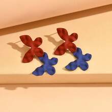 2 piezas Pendientes con diseño de mariposa en bloques de color a la moda, adecuados para vacaciones, uso diario casual - Mariposa - Ver 2