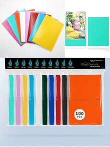 100pcs 66*91mm Protective Sleeves, Matte Customizable Display Sleeves - Collectible Card Protectors, Suitable For Baseball Cards, Football Cards, Sports Cards, High-Quality Material, Exclusive Design, Great For Halloween/Christmas/Birthday Gifts - Multicolor - View 1