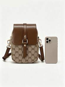 Multi-Functional Crossbody Bag, Multi-Pocket Design With Phone Pocket And Earphone Hole, Faux Pearl Decor, Mini Quilted Rhombus Pattern Crossbody Coin Purse, Women Shoulder Bag - Khaki - View 8
