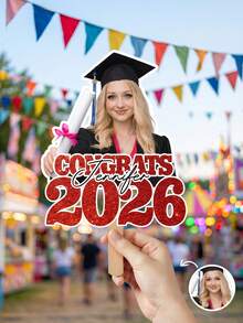 1支可定制毕业照手扇，个性化2026毕业照道具，可定制文字和姓名，毕业派对装饰，可定制高级纪念品，毕业照道具，2026年男女毕业礼物，个性化毕业纪念扇，毕业派对礼品，定制照片手扇，毕业季，毕业照道具，定制姓名毕业纪念品，毕业派对装饰扇 - 彩色 - 查看 12