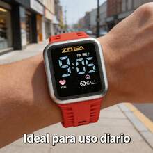 ZOEA Sports Smartwatch With Breathable Perforated Strap + Square Touchscreen + Fitness Style + Daily/Sport Use + Smartwatch - 紅色 - 查看 5